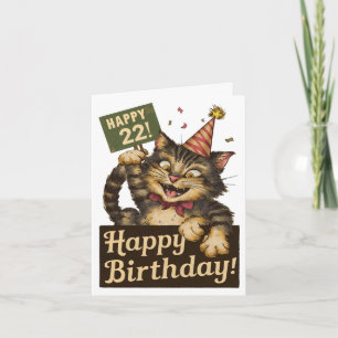 22e verjaardag schattig grappig kat kaart