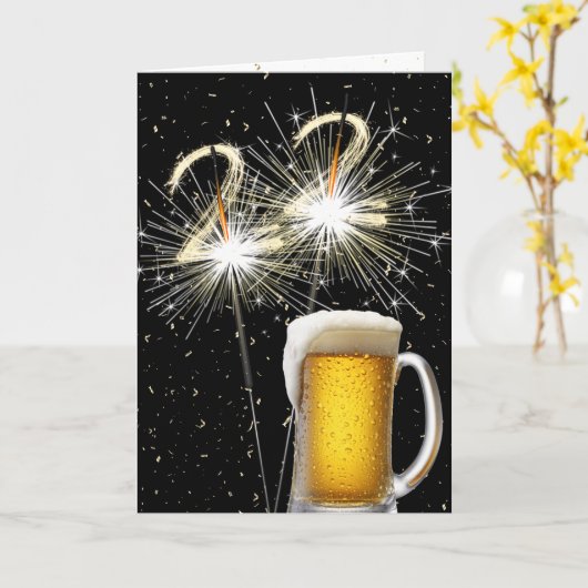 22e Verjaardag Sparklers met Beer Mok Kaart (Gele Bloem)