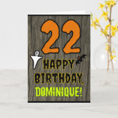 22e verjaardag: Spooky Halloween Thema, aangepaste Kaart (Gele Bloem)