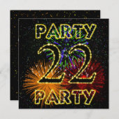 22e verjaardag uitnodiging met vuurwerk (Voorkant / Achterkant)