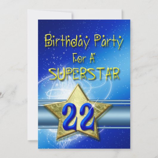 22e verjaardag Uitnodiging voor een Superstar. (Voorkant)