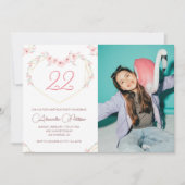 22e verjaardag uitnodigingen Boho Floral Foto (Voorkant)