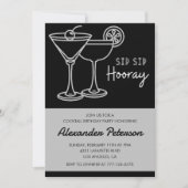 22e verjaardag uitnodigingen Mannen Cocktail Black (Voorkant)