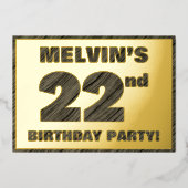 22e verjaardag van de partij van Birthday — Vette, Folie Uitnodiging (Voorkant)