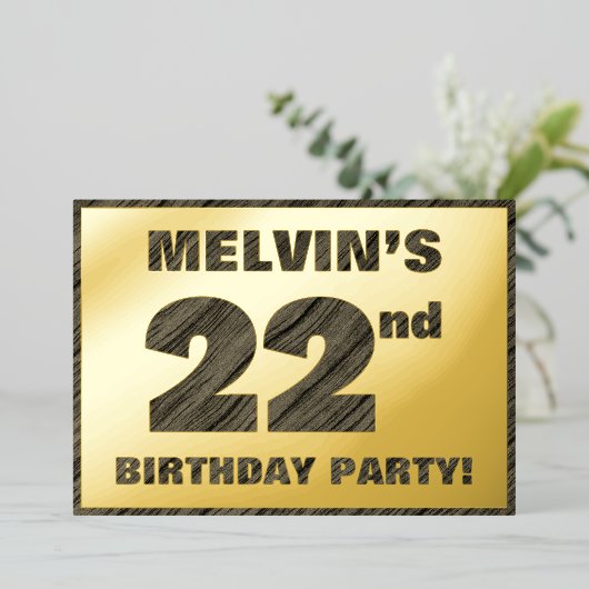 22e verjaardag van de partij van Birthday — Vette, Folie Uitnodiging (Staand Voorkant)