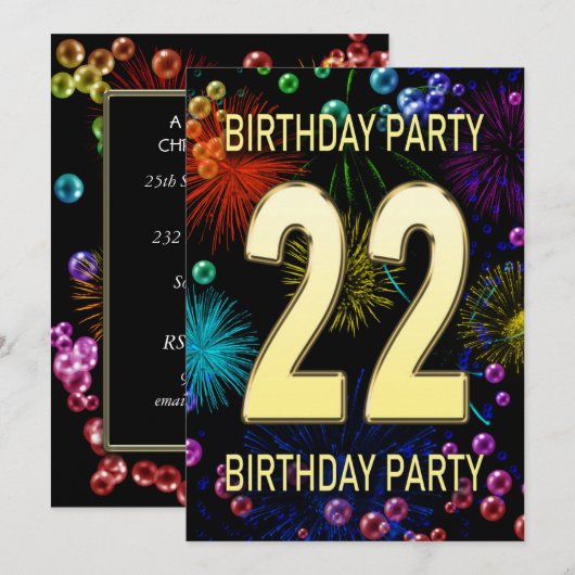 22e verjaardag van de uitnodigingen van het Vuurwe (Voorkant / Achterkant)