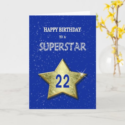 22e verjaardag van een superster kaart (Gele Bloem)