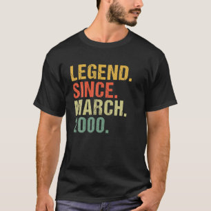 22e verjaardag vanaf maart 2000 voor 22 jaar t-shirt