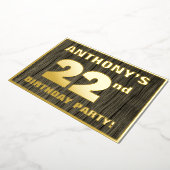 22e verjaardag: Vet, Faux Hood Grain Pattern Folie Uitnodiging (Gedraaid)