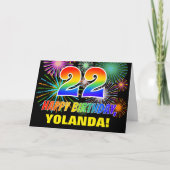 22e verjaardag: Vet, Plezier, Vuurwerk, Regenboog  Kaart (Voorkant)