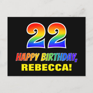 22e verjaardag: Vet, Vun, eenvoudig, regenboog 22 Briefkaart