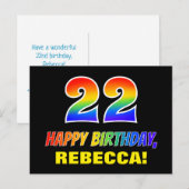 22e verjaardag: Vet, Vun, eenvoudig, regenboog 22 Briefkaart (Voorkant / Achterkant)