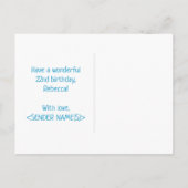 22e verjaardag: Vet, Vun, eenvoudig, regenboog 22 Briefkaart (Achterkant)