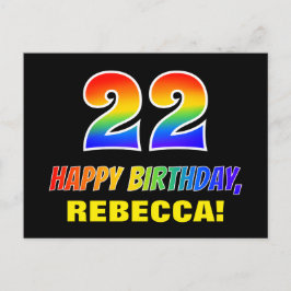 22e verjaardag: Vet, Vun, eenvoudig, regenboog 22 Briefkaart