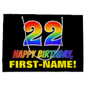 22e verjaardag: Vet, Vun, eenvoudig, regenboog 22 Groot Cadeauzakje (Achterkant)