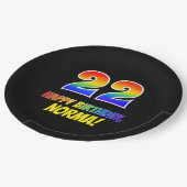 22e verjaardag: Vet, Vun, eenvoudig, regenboog 22 Papieren Bordje (Gekanteld)