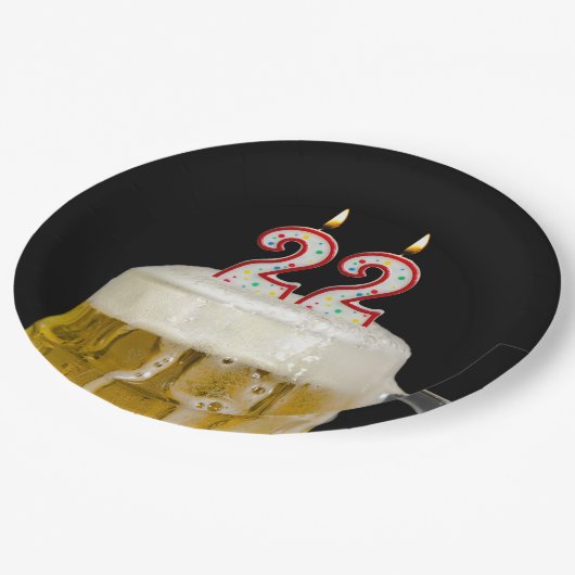 22e verjaardag zwarte bier papieren bordje (Gekanteld)