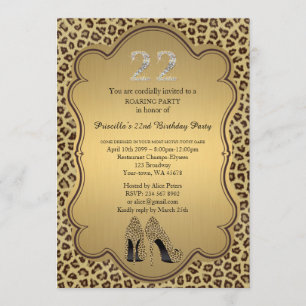 22e, Verjaardagsfeest 22e, Cheetah High Heels Scho Kaart