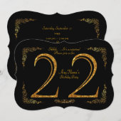 22e, Verjaardagsfeest 22e, grote Gatsby, zwart & g Kaart (Voorkant / Achterkant)