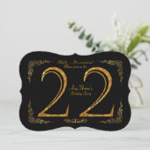 22e, Verjaardagsfeest 22e, grote Gatsby, zwart & g Kaart (Staand voorkant)