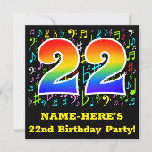22e verjaardagsfeest: Muzieksymbolen voor plezier, Kaart (Voorkant)