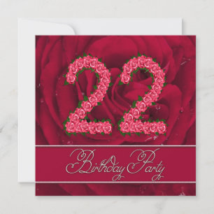 22e verjaardagsfeestje met rozen kaart