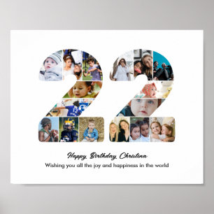 22e verjaardagsfeestje Nummer 22 Fotocollage Poster