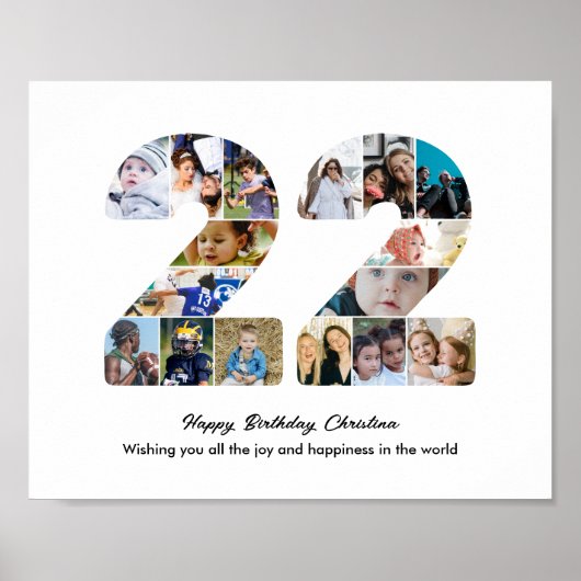 22e verjaardagsfeestje Nummer 22 Fotocollage Poster (Voorkant)