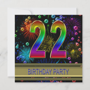 22e verjaardagsfeestje Uitnodiging met bubbels