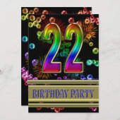 22e verjaardagsfeestje Uitnodiging met bubbels (Voorkant / Achterkant)