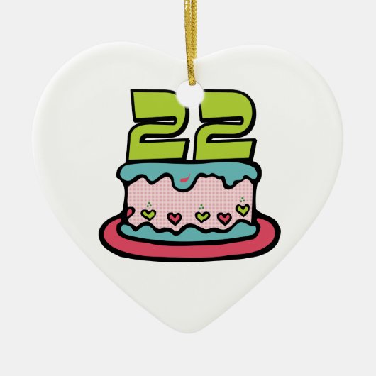 22e Verjaardagstaart Keramisch Ornament (Voorkant)