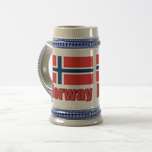 22oz Blue/Grey Stein Norway\Flag Bierpul (Voorkant links)