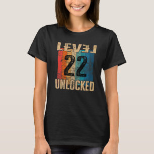 22th Birthday Level Unlocked Vintage Retro T-shirt