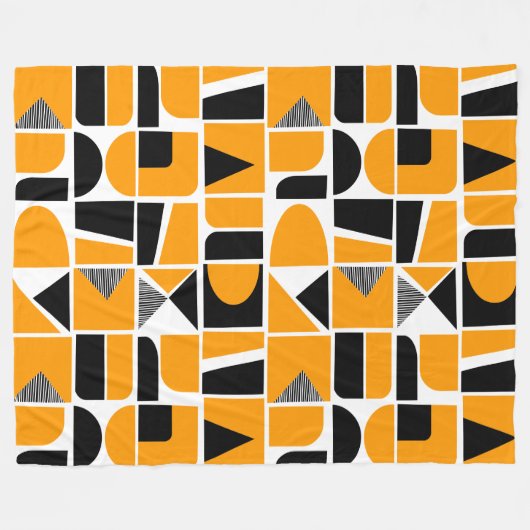 230616 - Geel Sinaasappel en zwart. Fleece Deken (Voorkant (Horizontaal))