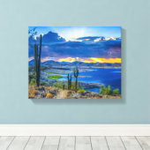 2309-2-Lake Pleasant bij zonsondergang Canvas Afdruk (Insitu (Houten vloer))