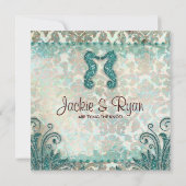232 Beach Wedding Invitation Seahorse Blauwgroen Kaart (Achterkant)