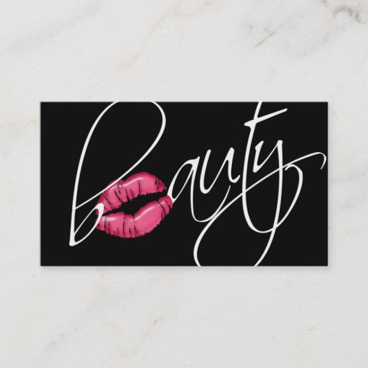 232 Beauty Business Pink Glossy Lips Black White Visitekaartje (Voorkant)