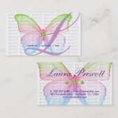 232 Beauty Visitekaartje Green Pink Blue Butterfly (Voorkant / Achterkant)