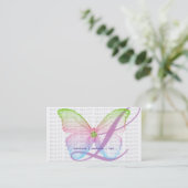 232 Beauty Visitekaartje Green Pink Blue Butterfly (Staand voorkant)