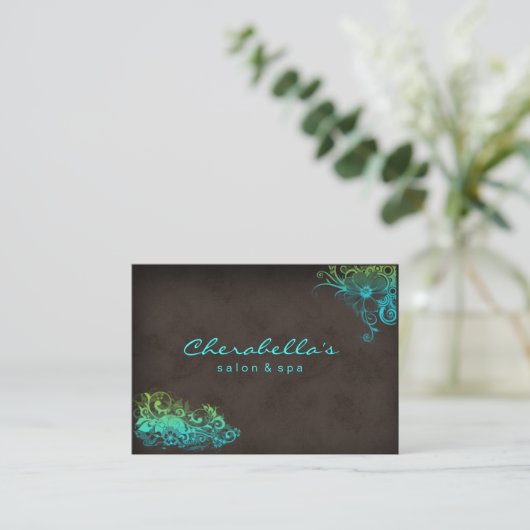 232 Blue Green Trendy Salon Spa Appointment Card Afsprakenkaartje (Staand voorkant)