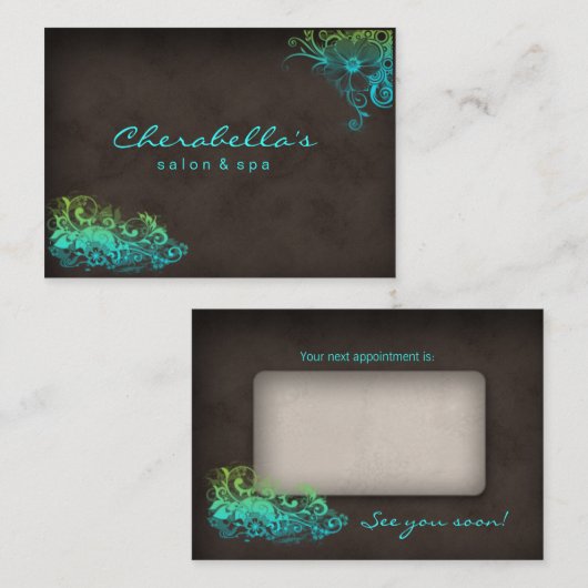 232 Blue Green Trendy Salon Spa Appointment Card Afsprakenkaartje (Voorkant / Achterkant)