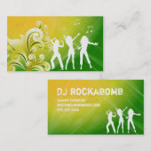 232 Dj Business Music Green Yellow Retro Dance Visitekaartje (Voorkant / Achterkant)