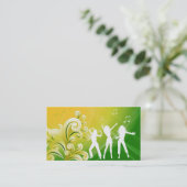 232 Dj Business Music Green Yellow Retro Dance Visitekaartje (Staand voorkant)