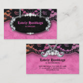 232 Elegant Jewelry N Lace Diamonds Pink Suede Visitekaartje (Voorkant / Achterkant)