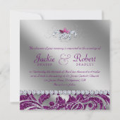 232 Elegante Trouwdag Blad Bloem Paarse Glans Kaart (Achterkant)