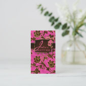 232 Floral Beauty Business Gold Trim Roze bruin Visitekaartje (Staand voorkant)