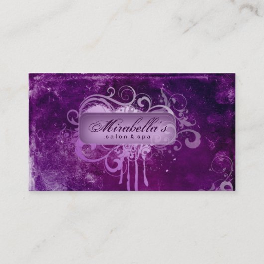 232 Grunge Visitekaartje Flower Salon Spa Paars (Voorkant)