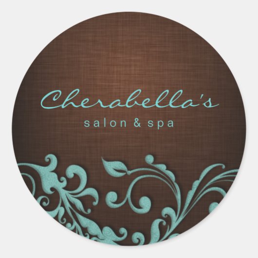 232 Linnen Salon spa sticker blauw bruin (Voorkant)