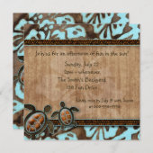 232 Luau Feest Uitnodiging Schildpad Blauw Bruin (Voorkant / Achterkant)