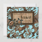 232 Luau Feest Uitnodiging Schildpad Blauw Bruin (Achterkant)